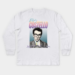 Retro Elvis Costello 80s Fanart Design Kids Long Sleeve T-Shirt